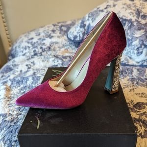 Betsey Johnson Corie Velvet Bejeweled Heels